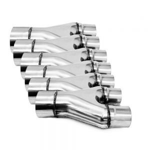 Pack of six 409 Stainless steel universal exhaust stamped 2.5" Y-pipe