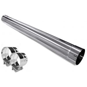 Polish Stainless Steel Exhaust Pipe 5" ID x 51 " long With Two Band Clamps